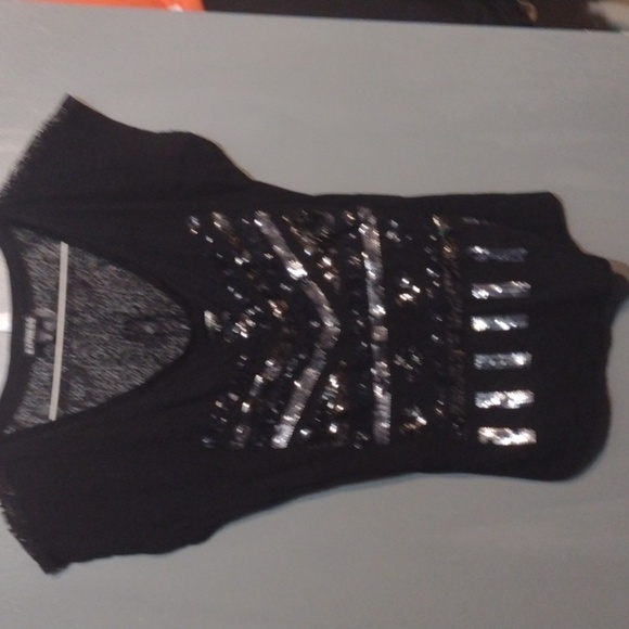 Express black sequence lace back shirt size xs - Picture 1 of 8